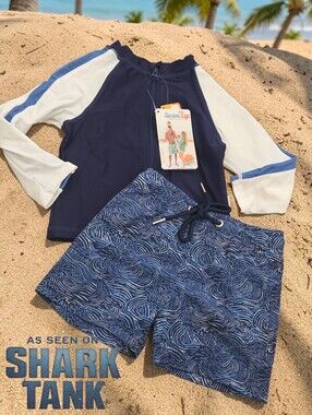 Shark Tank swimzip 2pc swimsuit set Bous 18-24 months